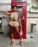 Fashion casual solid color pit strip two-piece pants suit