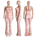 Holiday Wrap Straight Pants Thread Print Two-Piece Set