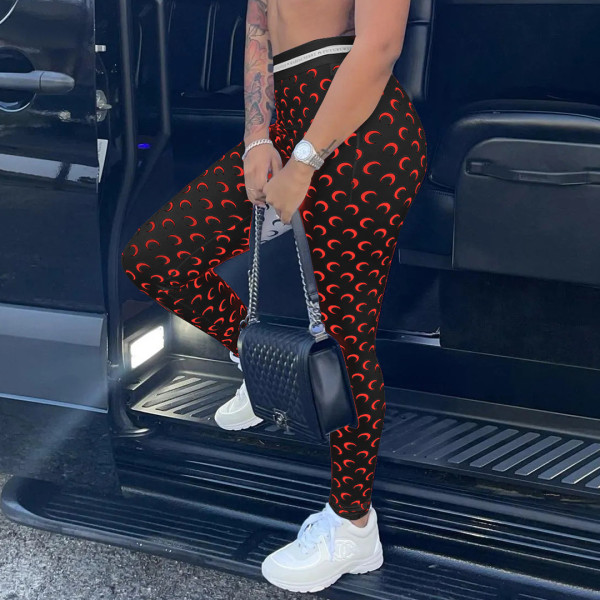 Sexy Women's Moon Pattern Elastic Waist Leggings