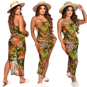 Perspective Leopard Print Sling Resort Sexy Dress