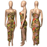 Perspective Leopard Print Sling Resort Sexy Dress