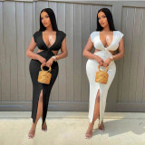 Feature Fashion Show Waist Slit Sexy Slim Fit Ruched Dress