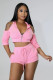 Women's solid color zipper pleated sexy backless two-piece suit