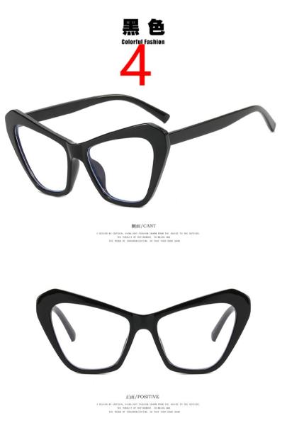 Simple polygonal cat eye color matching flat mirror anti-blue light large frame glasses