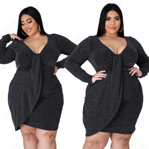 Solid Color Pullover Midi Dress Slimming Dress XC6007