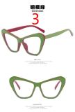 Simple polygonal cat eye color matching flat mirror anti-blue light large frame glasses
