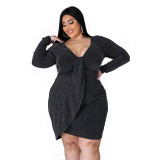 Solid Color Pullover Midi Dress Slimming Dress XC6007