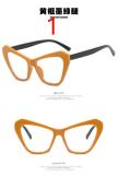 Simple polygonal cat eye color matching flat mirror anti-blue light large frame glasses