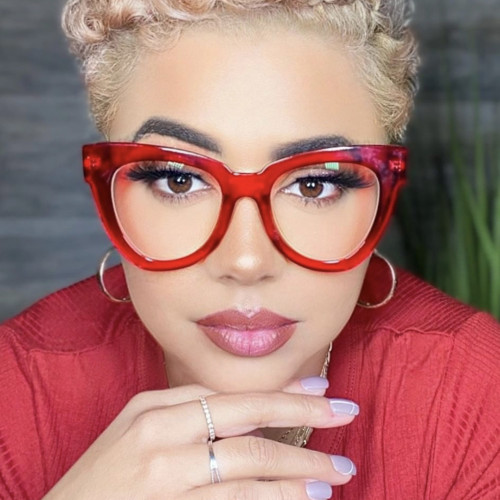 Triangular cat eye anti-blue light flat mirror plain glasses plain glasses retro concave frame