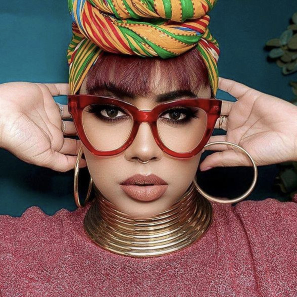 Triangular cat eye anti-blue light flat mirror plain glasses plain glasses retro concave frame