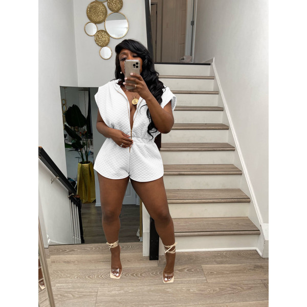 Diamond Check Hooded Solid Playsuit