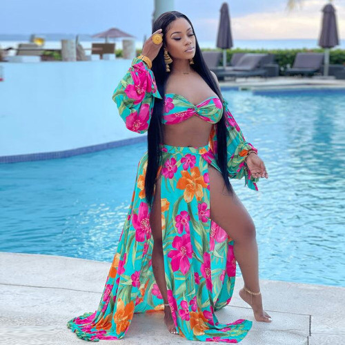 Summer sexy straps, printed chest wraps two-piece set