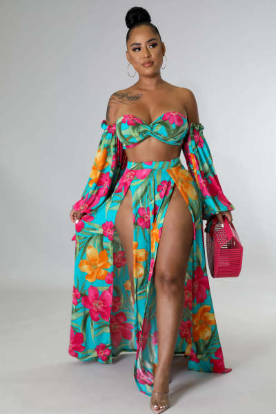 Summer sexy straps, printed chest wraps two-piece set
