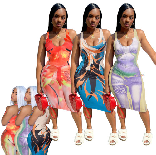 women's perspective sexy print dress