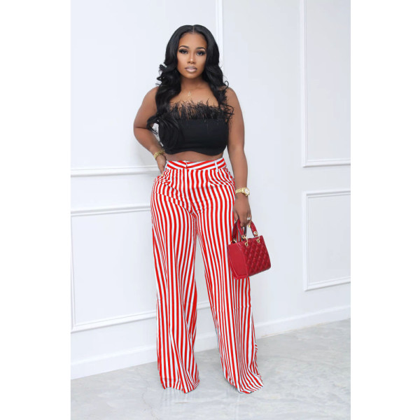 Sexy Ladies Striped Wide Leg Pants Multicolor Available (No Stretch)