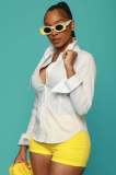Women's New Solid Color Personality Long Neck Button Shirt Top