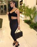 Women's Crescent Print Swimsuit Trousers Two Piece Offset Print Top Trousers