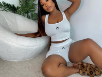 Women's crescent print sports two-piece casual yoga fitness set Women's crescent print sports two-piece casual yoga fitness set