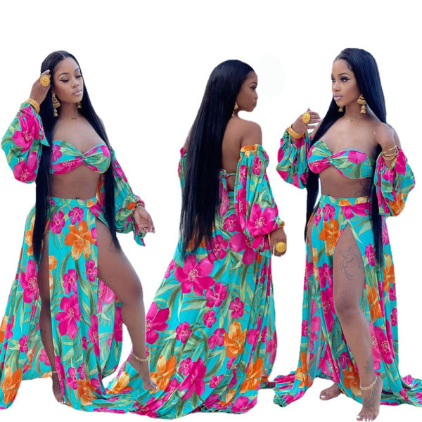 Summer sexy straps, printed chest wraps two-piece set
