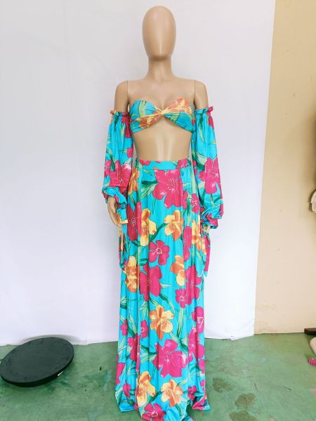 Summer sexy straps, printed chest wraps two-piece set
