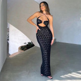 Women's Fashion Hanging Neck Sexy Hollow Perspective Slim Fit Hip Dress