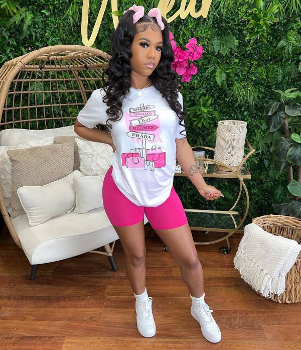 Fashion and leisure positioning printing two-piece set
