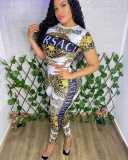 Women's Fashion Print Letter Set Two Piece Set