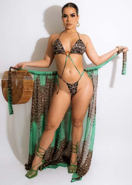 Women's Leopard Print Tie-Up Swimsuit