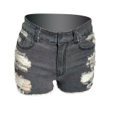 Women's Ripped Floral Washed Super Short Jeans
