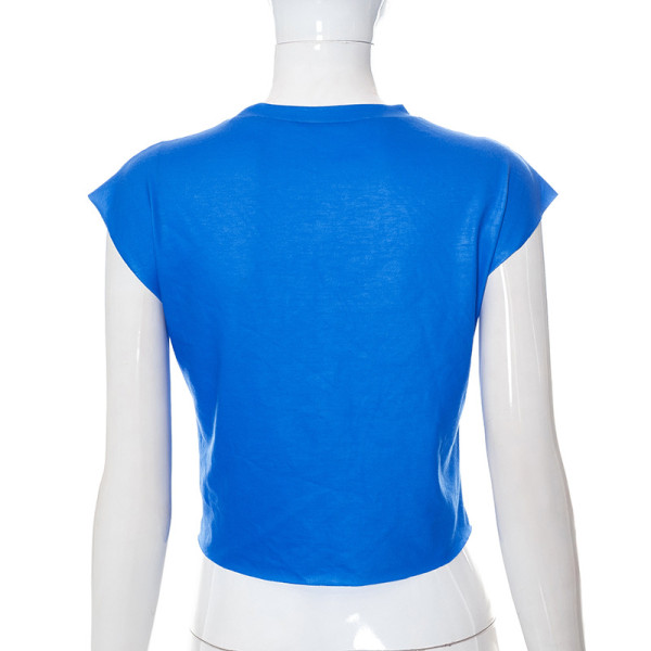 Digital Print Crew Neck Sleeveless Loose Casual Top T-Shirt