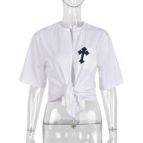 Cross Cutout Pocket Street Women's T-Shirt