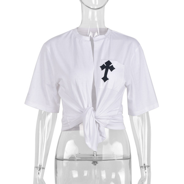 Cross Cutout Pocket Street Women's T-Shirt