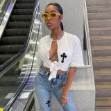 Cross Cutout Pocket Street Women's T-Shirt