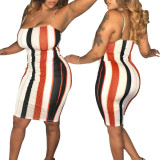 Women's Fashion Striped Suspender Sexy Dress