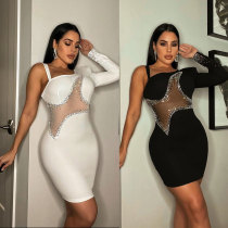 Sexy Slim Mesh Hot Diamond Dress Nightclub Skirt