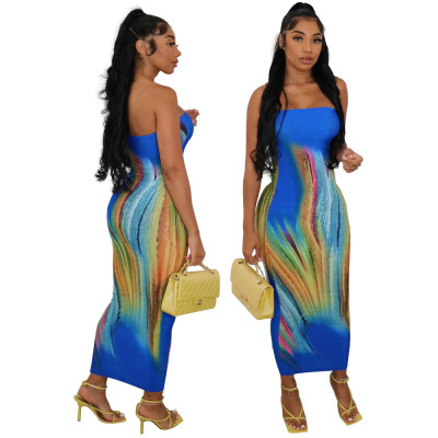positioned-print off-the-shoulder wrap dress