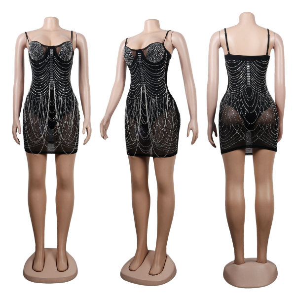 Sexy slim fit fringe dress