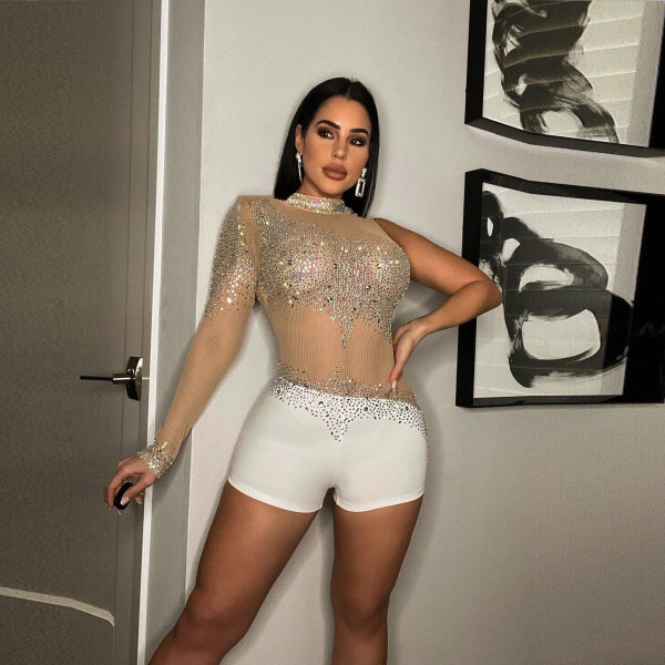 Sexy hot drill one piece nightclub suit