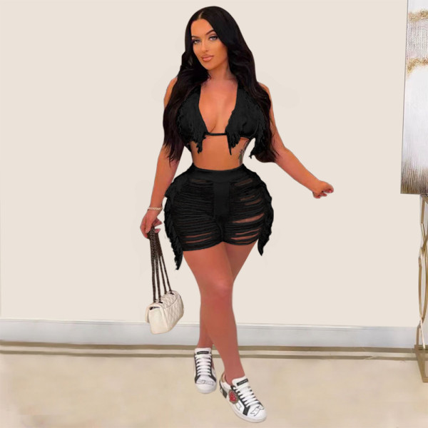 Casual Knit Bikini Shorts Set