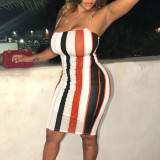 Women's Fashion Striped Suspender Sexy Dress