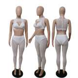 Mesh Panel Casual Slim Pants Two-Piece Set