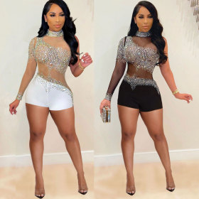 Sexy hot drill one piece nightclub suit