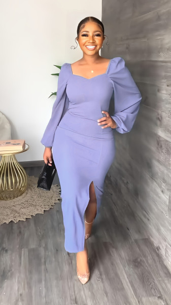 solid color long sleeve dress