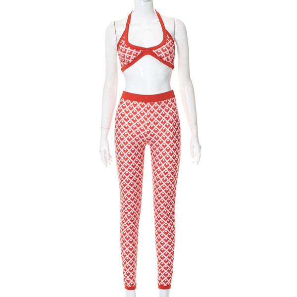 women's floral bikini show waist sports casual trousers suit