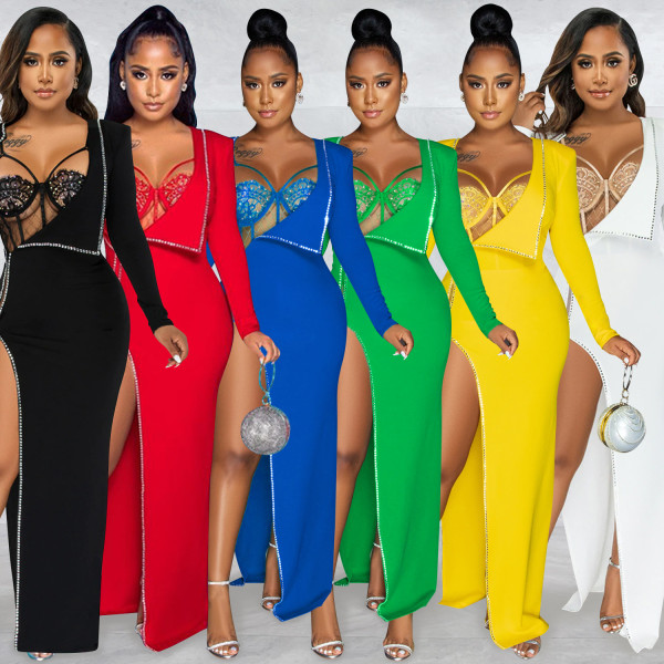 Fashion New Sexy Solid Color Irregular Long Sleeve Jumpsuit Women