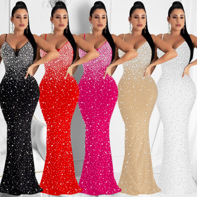 Fashion women's hot diamond nightclub sexy suspenders sleeveless dress