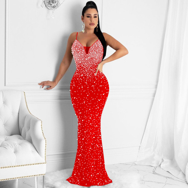 Fashion women's hot diamond nightclub sexy suspenders sleeveless dress