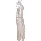 Sweater Hollow Personality Perspective Sling Long Dress