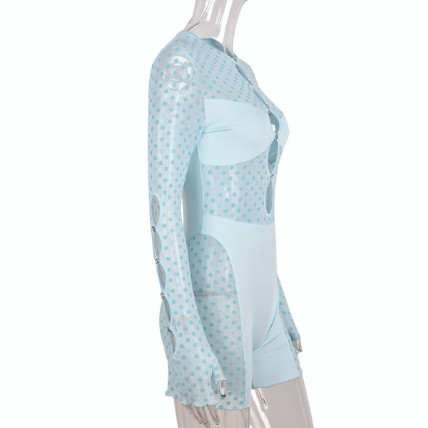 Sexy Patchwork Perspective Cutout Ladies Bodysuit