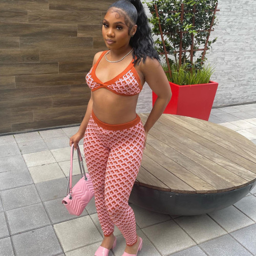 women's floral bikini show waist sports casual trousers suit